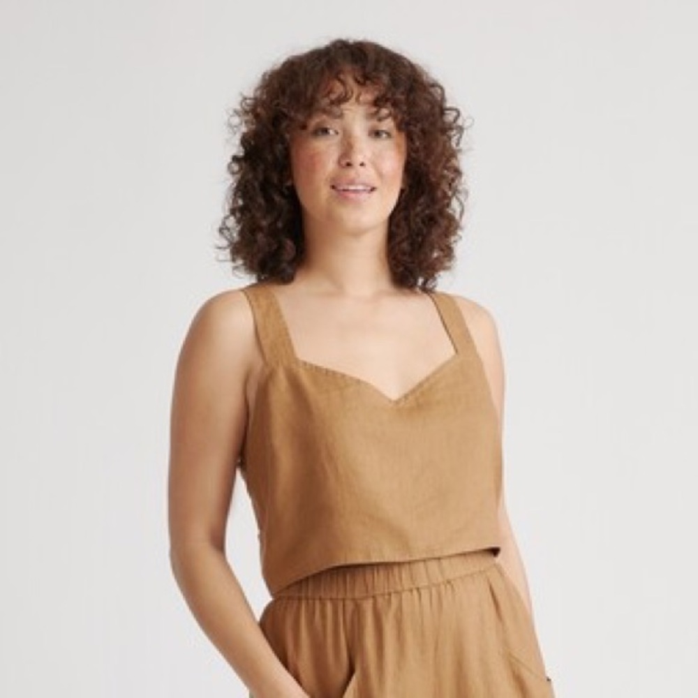 100% Linen Golden Brown Top
